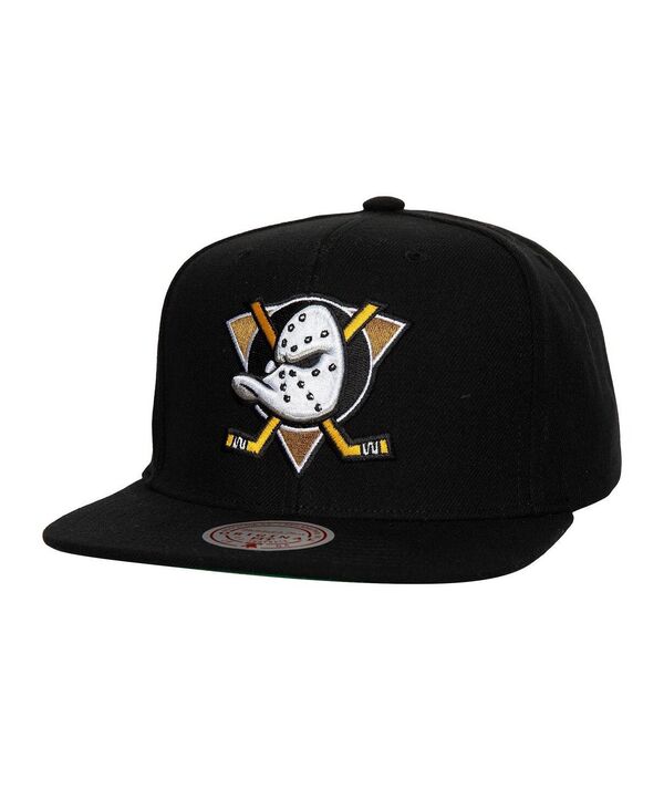 ミッチェル&ネス メンズ アクセサリー 帽子 Mitchell & Ness Men's Black Anaheim Ducks Core Top Spot Snapback Hat Black ブラック