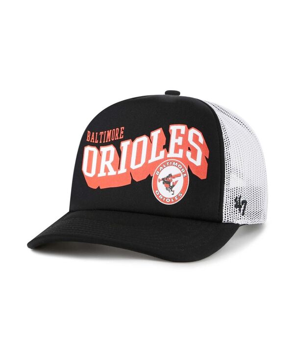 47 ブランド メンズ アクセサリー 帽子 '47 Brand Men's Black Baltimore Orioles Meander Foam Trucker Snapback Hat Black ブラック|ReVida 店