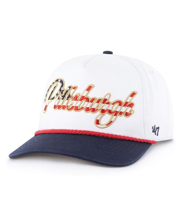 47 ブランド メンズ アクセサリー 帽子 Tシャツ '47 Brand Men's White Pittsburgh Steelers Patriotic Overhand Hitch Adjustable Hat White ホワイト