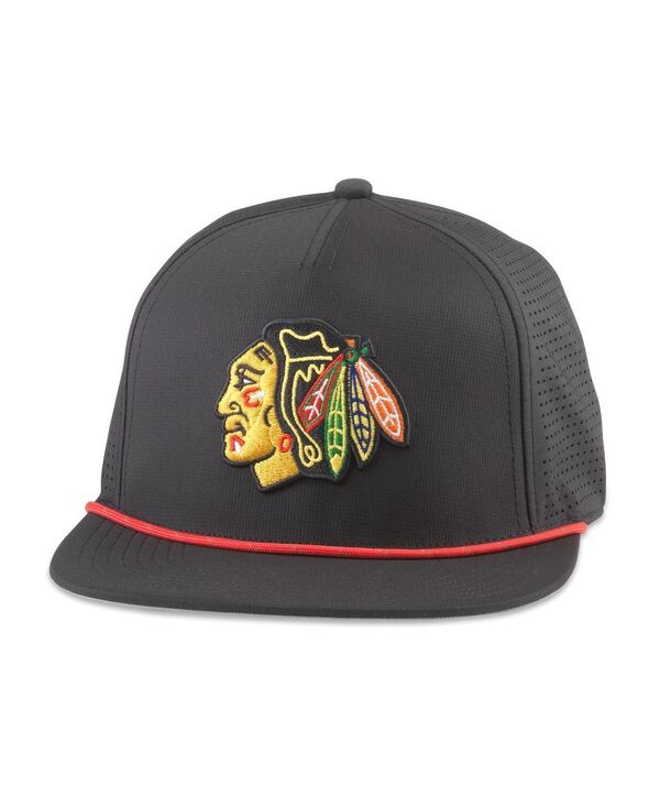 アメリカンニードル メンズ アクセサリー 帽子 American Needle Men's Black Chicago Blackhawks Buxton Pro Tech Adjustable Hat Black ブラック
