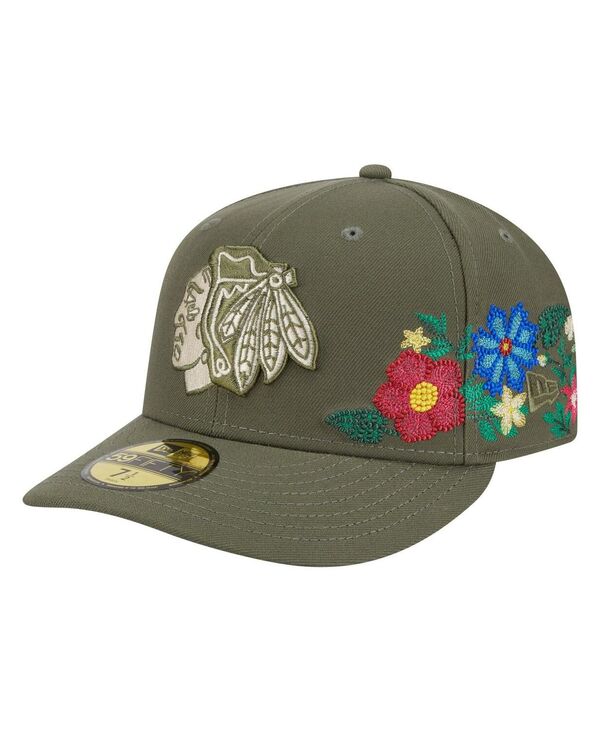 ニューエラ メンズ アクセサリー 帽子 フラワー New Era Men's Olive Chicago Blackhawks Tonal Florals 59FIFTY Fitted Hat Olive オリーブ