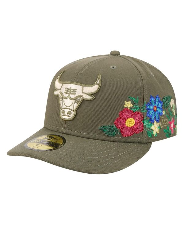 ニューエラ メンズ アクセサリー 帽子 フラワー New Era Men's Olive Chicago Bulls Tonal Florals 59FIFTY Fitted Hat Olive オリーブ