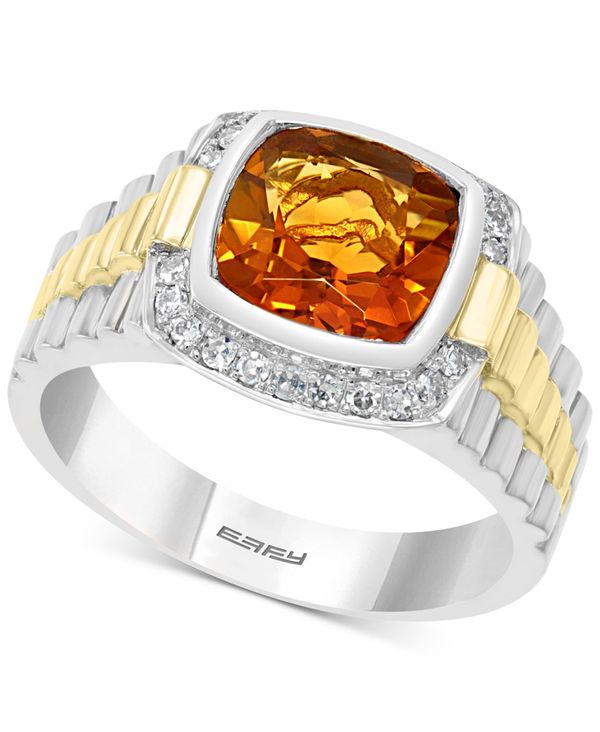 人気絶頂 楽天市場 エフィー メンズ リング アクセサリー Effy Reg Men S Sahara Citrine 2 1 2 Ct T W And Diamond 1 4 Ct T W Ring In Silver And 18k Yellow Gold Plated Sterling Silver Sahara Citrine Revida 楽天市場店 激安特価