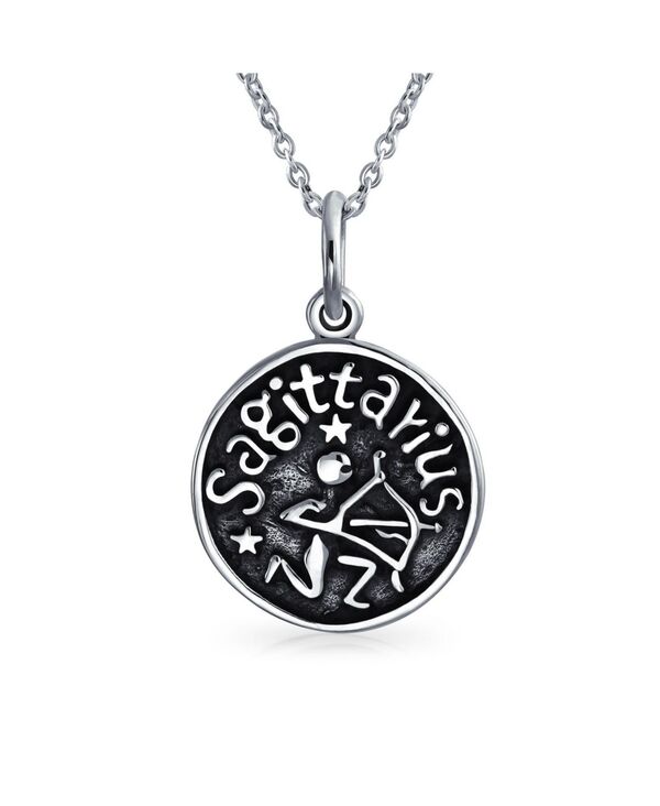 ブリング メンズ アクセサリー ネックレス・チョーカー・ペンダントトップ レース Bling Jewelry Sagittarius Zodiac Sign Astrology Horoscope Round Medallion Pendant For Men Women Necklace Antiqued Sterling Silver シルバー