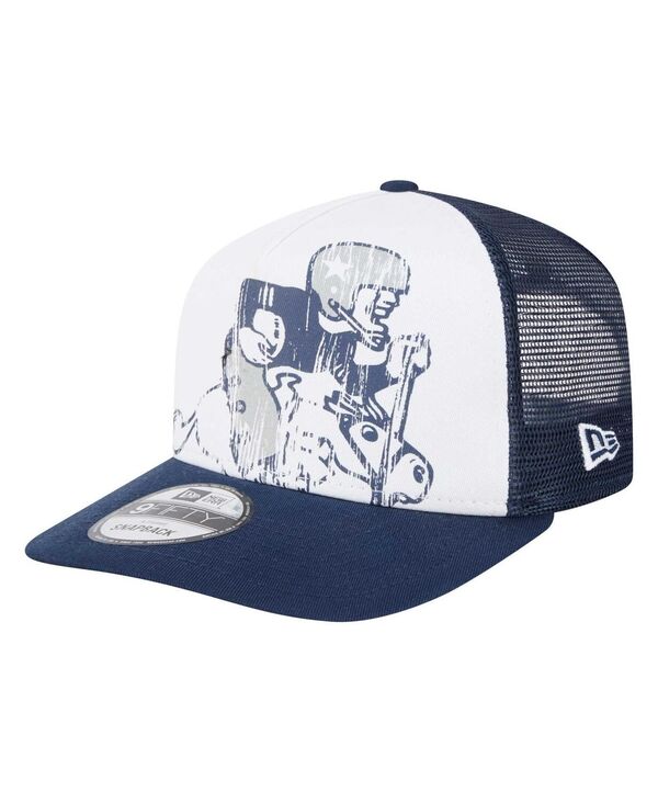 ニューエラ メンズ アクセサリー 帽子 New Era Men's White/Navy Dallas Cowboys Distressed 9FIFTY A-Frame Snapback Hat White Navy ホワイト|ReVida 店