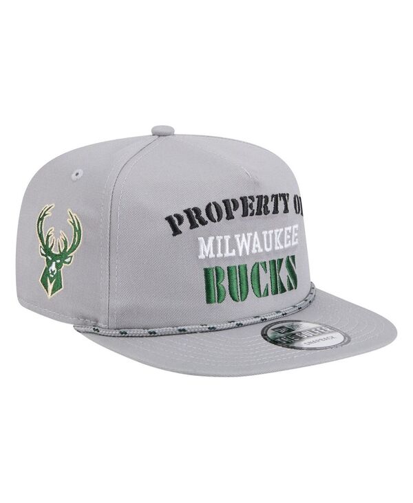 ニューエラ メンズ アクセサリー 帽子 New Era Men's Gray Milwaukee Bucks Throwback Property Of Golfer Snapback Hat Gray グレー