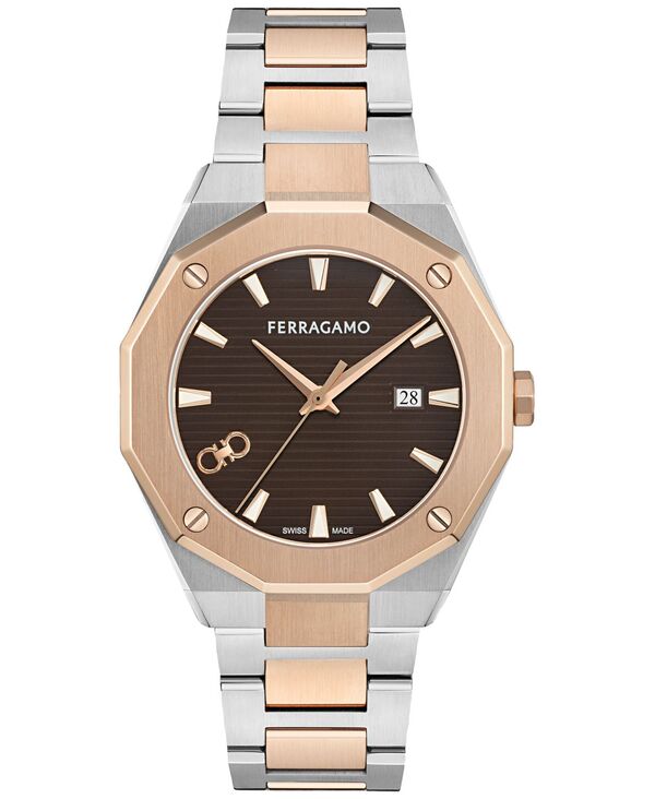 フェラガモ メンズ 付属品 ウオッチ プルオーバー Ferragamo Men\u0027s Swiss Edge Two-Tone Stainless Steel Bracelet Watch 40粍 Two Tone