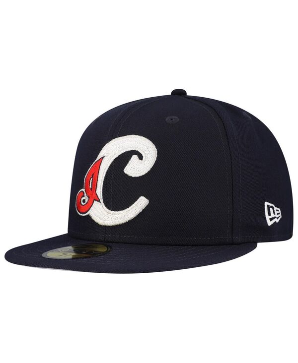 ニューエラ メンズ アクセサリー 帽子 ロゴ New Era Men's Navy Cleveland Indians Cooperstown Collection Duo Logo 2.0 59FIFTY Fitted Hat Navy ネイビー