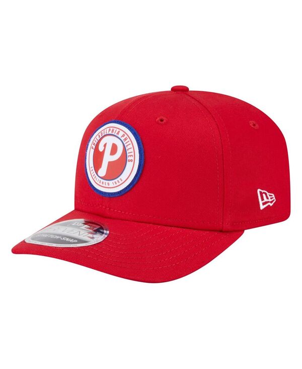 ニューエラ メンズ アクセサリー 帽子 New Era Men's Red Philadelphia Phillies Circle Patch 9SEVENTY Stretch-Snap Hat Red レッド|ReVida 店