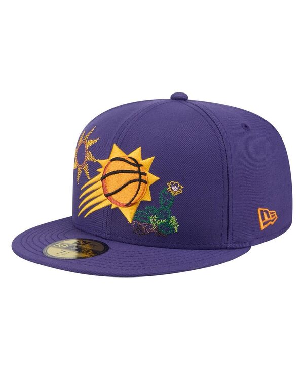 ニューエラ メンズ アクセサリー 帽子 New Era Men's Purple Phoenix Suns State Stitch 59FIFTY Fitted Hat Purple パープル｜ReVida 店