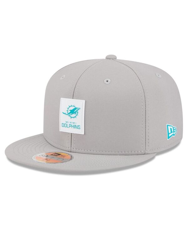 ニューエラ メンズ アクセサリー 帽子 New Era Men's Gray Miami Dolphins 2025 Sideline 59FIFTY Fitted Hat Gray グレー｜ReVida 店