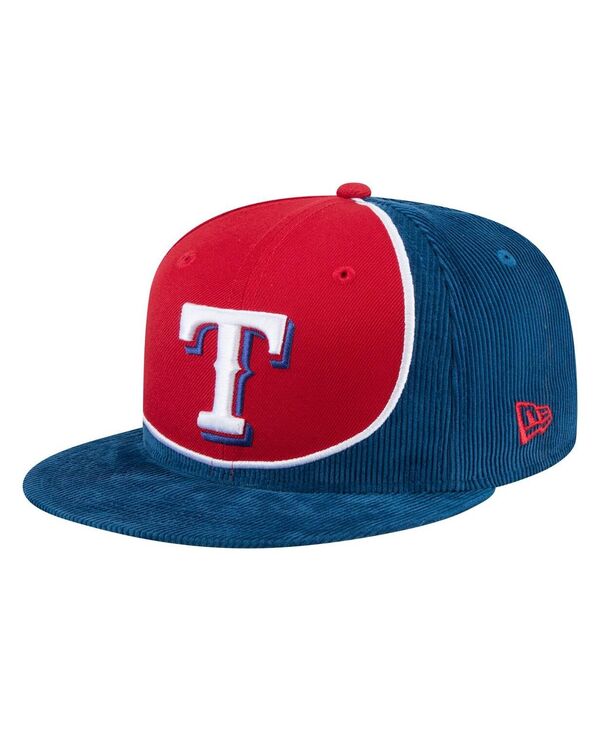 ニューエラ メンズ アクセサリー 帽子 コーデュロイ New Era Men's Royal/Red Texas Rangers Retro Split Corduroy Snapback Hat Royal Red レッド