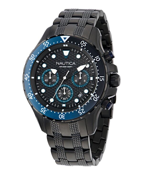 ナウティカ メンズ アクセサリー 腕時計 Tシャツ Nautica Men's Chronograph Black Stainless-Steel Watch 44mm Black ブラック