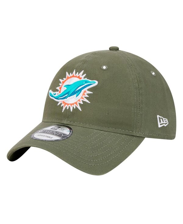 ニューエラ メンズ アクセサリー 帽子 New Era Men's Olive Miami Dolphins Main 9TWENTY Adjustable Hat Olive オリーブ