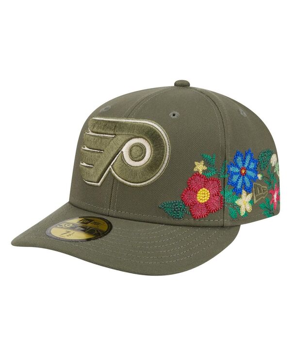 ニューエラ メンズ アクセサリー 帽子 フラワー New Era Men's Olive Philadelphia Flyers Tonal Florals 59FIFTY Fitted Hat Olive オリーブ
