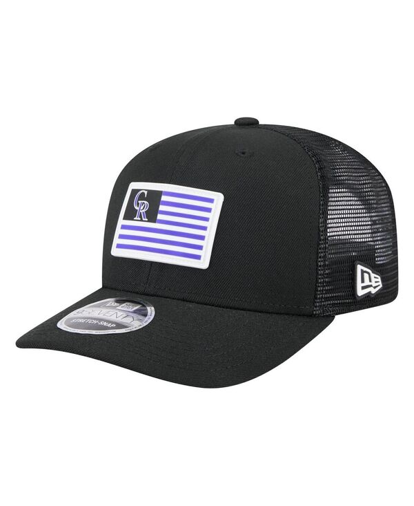 ニューエラ メンズ アクセサリー 帽子 New Era Men's Black Colorado Rockies Flag 9SEVENTY Stretch-Snap Hat Black ブラック｜ReVida 店