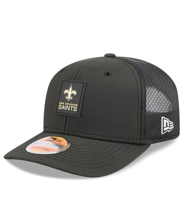 ニューエラ メンズ アクセサリー 帽子 New Era Men's Black New Orleans Saints 2025 Sideline 9SEVENTY Trucker Adjustable Hat Black ブラック