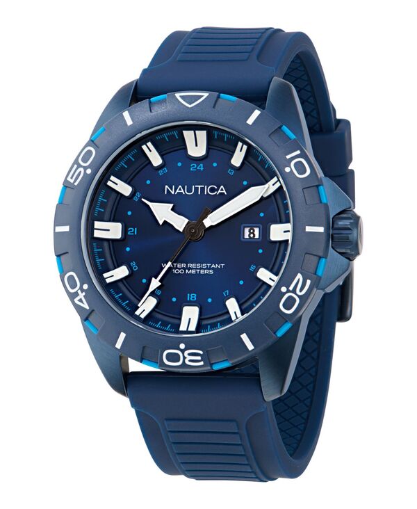 ナウティカ メンズ アクセサリー 腕時計 Nautica Men Analog Blue Silicone Watch 44mm Blue ブルー