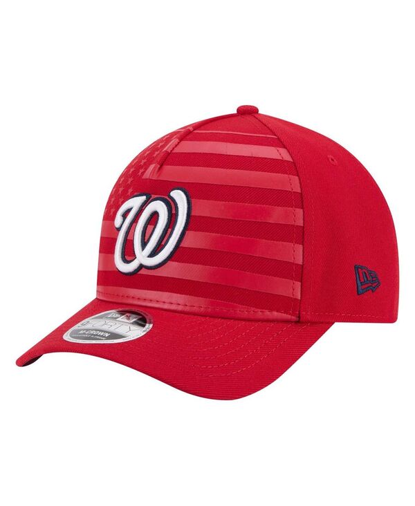 ニューエラ メンズ アクセサリー 帽子 New Era Men's Red Washington Nationals American Flag 9FORTY M-Crown A-Frame Adjustable Hat Red レッド