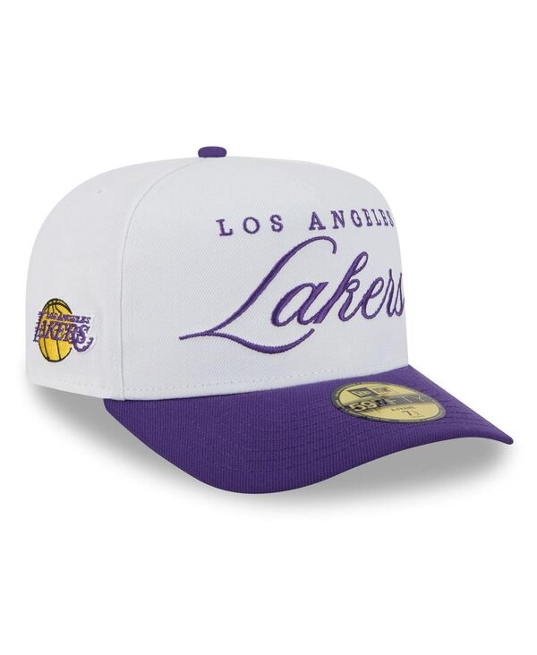 ニューエラ メンズ アクセサリー 帽子 New Era Men's White/Purple Los Angeles Lakers 2025 NBA Draft A-Frame 59FIFTY Fitted Hat White Purple ホワイト