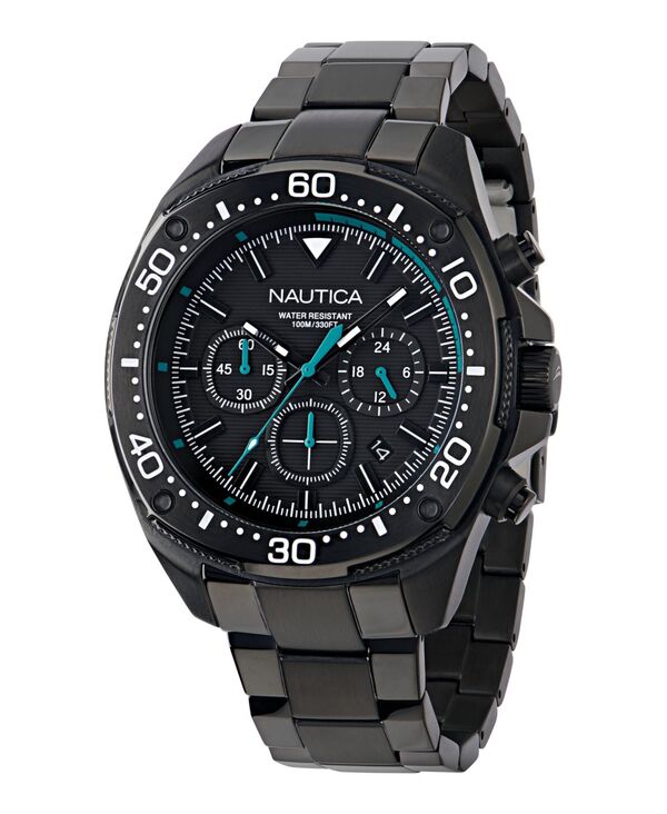 ナウティカ メンズ アクセサリー 腕時計 Tシャツ Nautica Men's Chronograph Black Stainless-Steel Watch 46mm Black ブラック