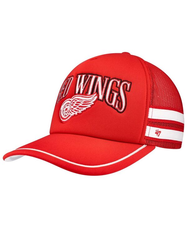 47 ブランド メンズ アクセサリー 帽子 '47 Brand Men's Red Detroit Red Wings Sideband Stripes Trucker Snapback Hat Red レッド|ReVida 店