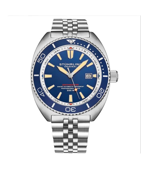 ストゥーリング メンズ アクセサリー 腕時計 Stuhrling Men s Watch Model 1008 Swiss Automatic Movement Tonneau Case Blue Dial 20 ATM Jubilee Bracelet Blue ブルー