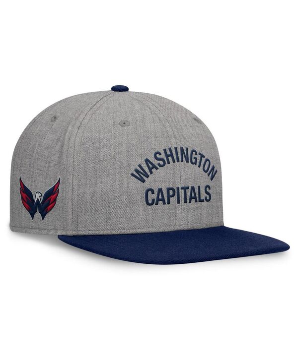 ファナティクス メンズ アクセサリー 帽子 キャップ レザー Fanatics Men's Heather Gray Washington Capitals Elements Flat Brim Leather Strap back Hat Heather Gray グレー