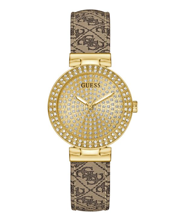 ゲス レディース アクセサリー 腕時計 GUESS Women's Beige Gold Tone Analog Watch 32mm Brown ブラウン|ReVida 店