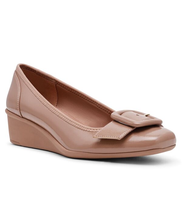 アンクライン レディース シューズ パンプス Anne Klein Women's Wyatt Buckle Wedge Pumps Nude