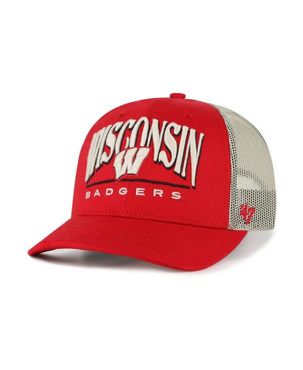 47 ブランド メンズ アクセサリー 帽子 '47 Brand Men's Red Wisconsin Badgers Arid Adjustable Trucker Hat Red レッド｜ReVida 店