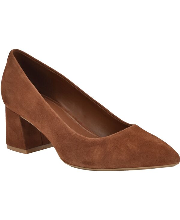 カルバンクライン レディース シューズ パンプス ヒール Calvin Klein Women's Lenott Pointy Toe Block Heel Pumps Dark Natural Suede｜ReVida 店