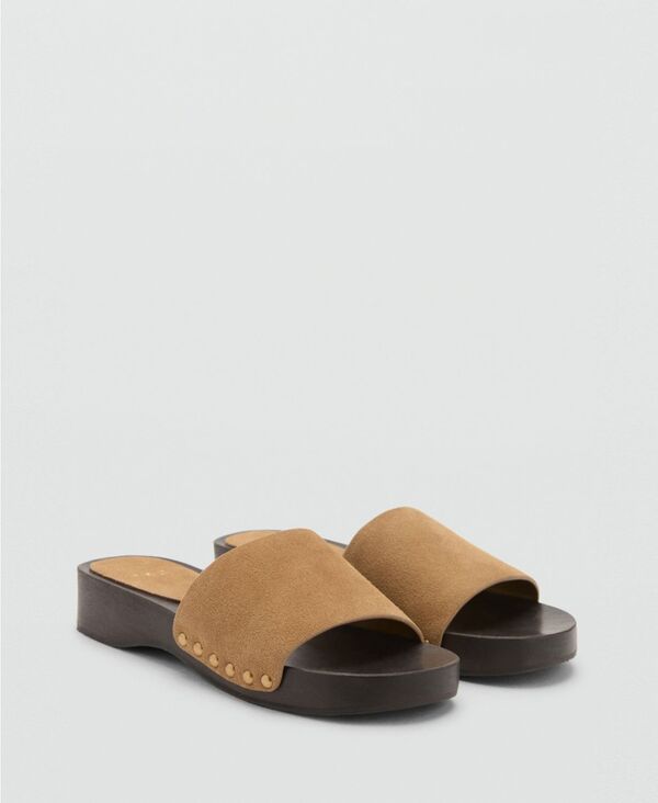 マンゴ レディース シューズ サンダル スエード MANGO Women's Wood Sole Suede Sandals Sand サンド|ReVida 店