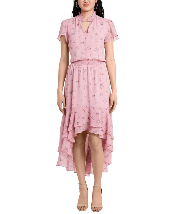 メーカー包装済】 ワンステイト レディース ワンピース トップス Printed High-Low Midi Dress Pink Floral  人気特価激安 -fiker.org