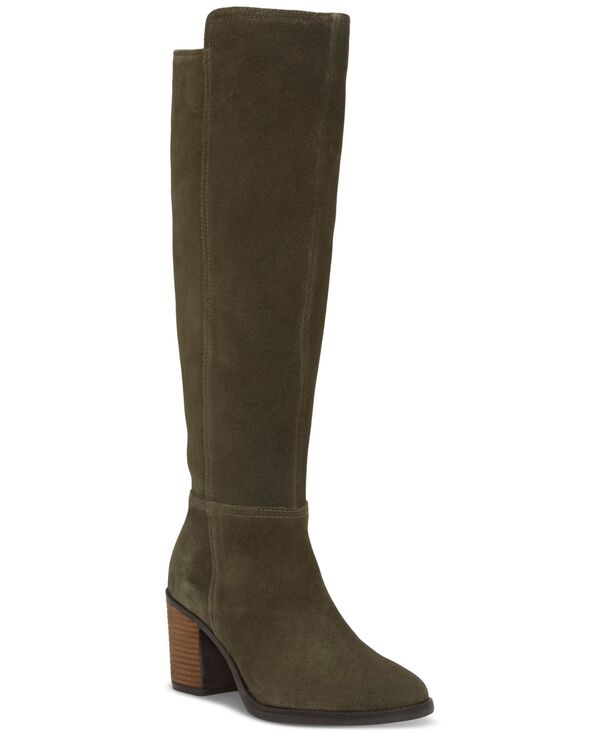 ラッキーブランド レディース シューズ ブーツ・レインブーツ ヒール Lucky Brand Women Bonnay Knee-High Block-Heel Boots Regular Wide \u0026 Extra-Wide Calf Khaki Green Suede グリーン