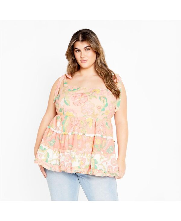 シティーシック レディース トップス シャツ プラスサイズ CITY CHIC Plus Size Cleo Top Bellini splice｜ReVida 店