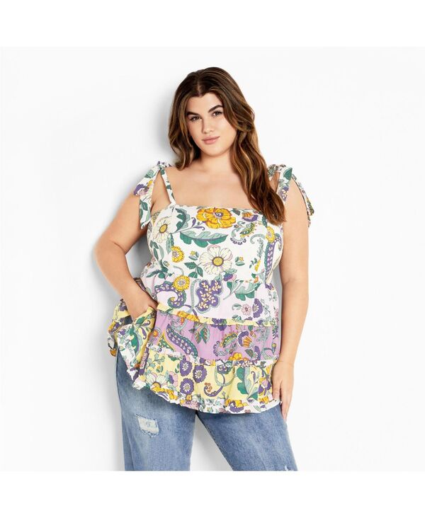 シティーシック レディース トップス シャツ プラスサイズ CITY CHIC Plus Size Cleo Top Jacaranda splice