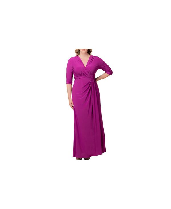 キヨナ レディース トップス ワンピース プラスサイズ Kiyonna Women's Plus Size Evening Romance Long Gown Magenta マゼンタ
