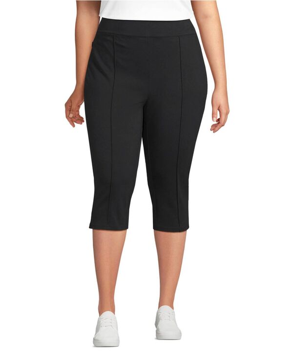 ランズエンド レディース ボトムス カジュアルパンツ プラスサイズ パンツ キャップ Lands' End Women's Plus Size Starfish High Rise Pintuck Capri Pants Black ブラック