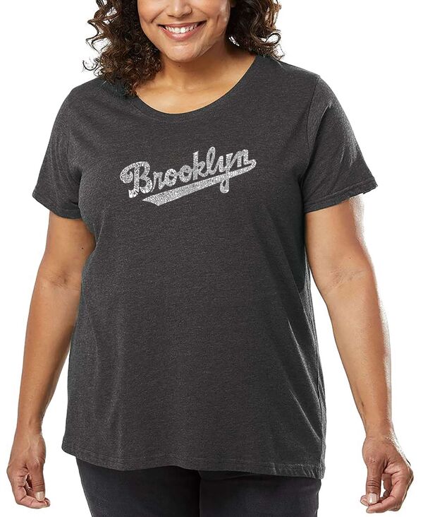 エルエーポップアート レディース トップス Tシャツ プラスサイズ シャツ LA Pop Art Plus Size Brooklyn Neighborhoods Word Art T-Shirt Gray グレー|ReVida 店