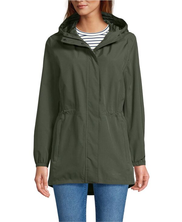 ランズエンド レディース アウター ジャケット・ブルゾン コート Lands' End Women's Waterproof Hooded Packable Raincoat Rich olive green グリーン