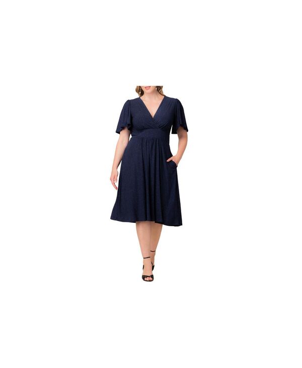 キヨナ レディース トップス ワンピース プラスサイズ Kiyonna Plus Size Crystal Cove Cocktail Dress with Pockets Evening star｜ReVida 店