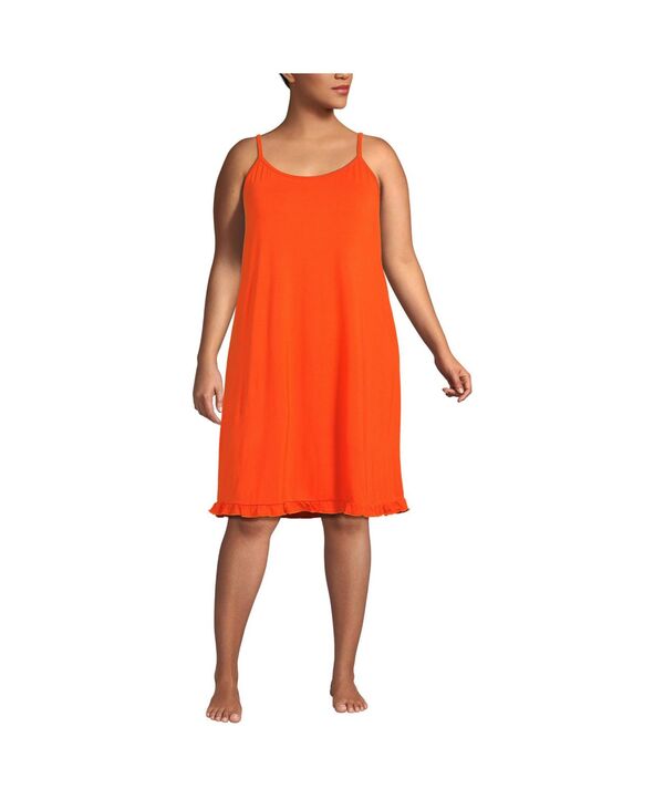 ランズエンド レディース アンダーウェア ナイトウェア ひざ丈 プラスサイズ Lands' End Plus Size Cooling Knee Length Slip Nightgown Vivid tangerine タンジェリン