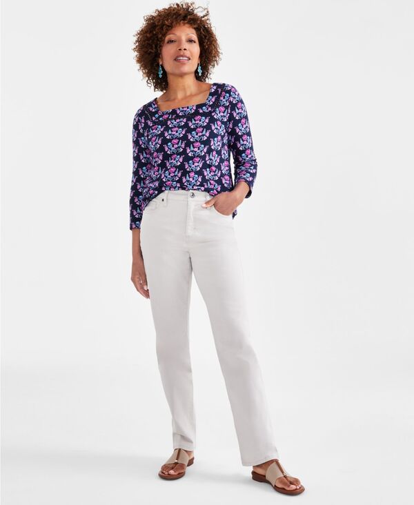 スタイルアンドコー レディース ボトムス デニムパンツ プチ ジーンズ Style & Co Petite High Rise Natural Straight-Leg Jeans Stone Wall ストーン