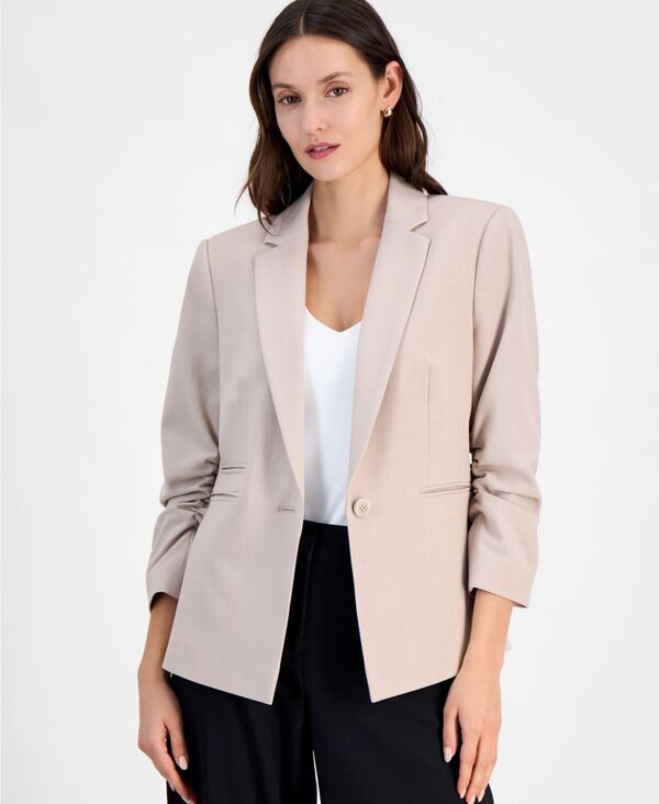 タハリエーエスエル レディース アウター ジャケット・ブルゾン ギャザー ブレザー Tahari ASL Women's Ruched-Sleeve One-Button Blazer Sand サンド 26,520円
