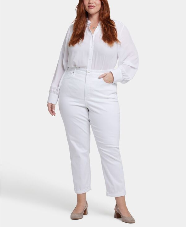 エヌワイディージェイ レディース ボトムス デニムパンツ プラスサイズ ジーンズ NYDJ Plus Size Margot Girlfriend Pull On Jeans Optic White ホワイト