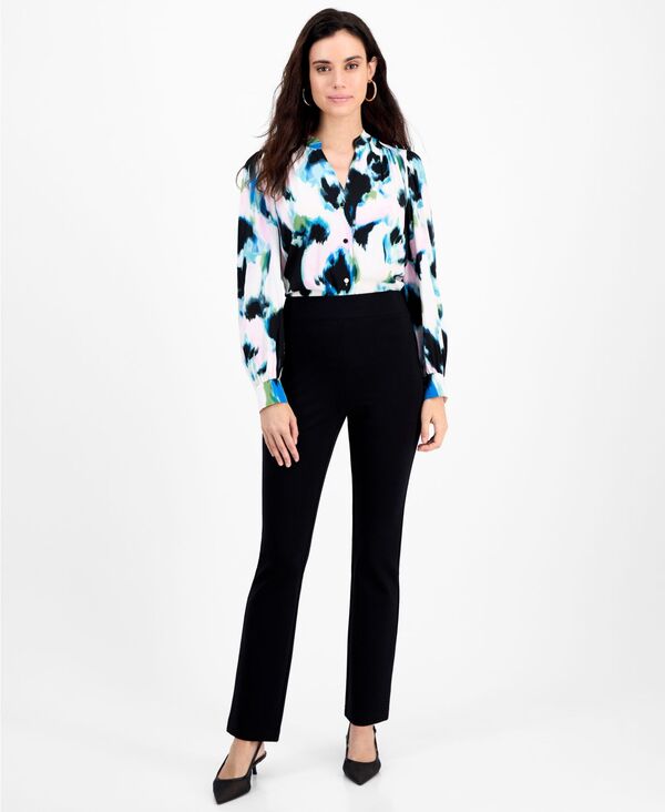 アイ.エヌ.シー インターナショナル コンセプト レディース ボトムス カジュアルパンツ プチ パンツ I.N.C. International Concepts Petite High-Rise Slim Straight-Leg Pants Deep Black ブラック