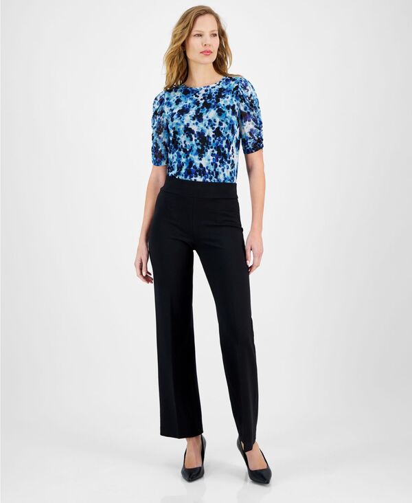 アンクライン レディース ボトムス カジュアルパンツ パンツ Anne Klein Women's Pull-On Wide-Leg Pants P/XXS-XXL Anne Black ブラック