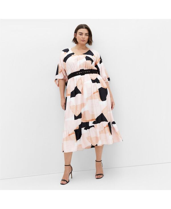 シティーシック レディース トップス ワンピース ミディワンピース プラスサイズ プリント ミディ CITY CHIC Plus Size Betty Print Midi Dress Playful｜ReVida 店