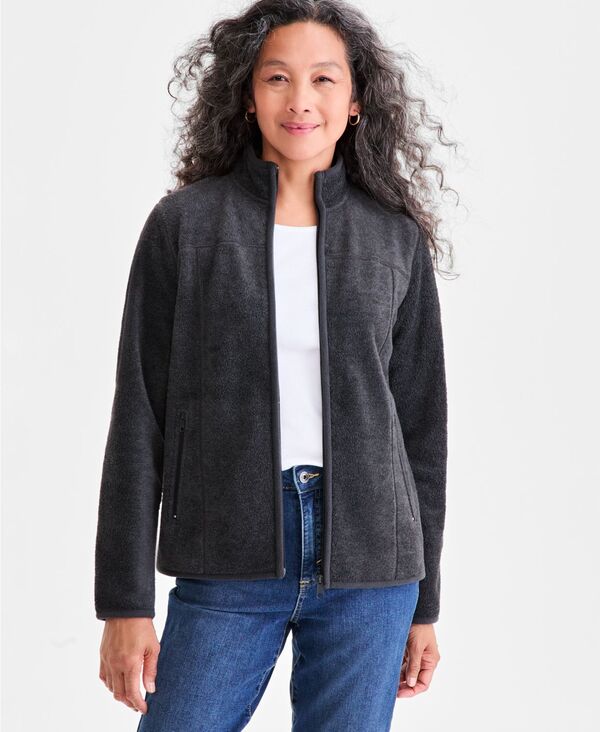 スタイルアンドコー レディース アウター ジャケット・ブルゾン フリース ジャケット Style & Co Women's Polar Fleece Jacket Deep Heather ヘザー｜ReVida 店 8,380円